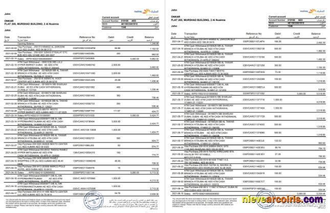 UAE Mashreq bank st Excel
